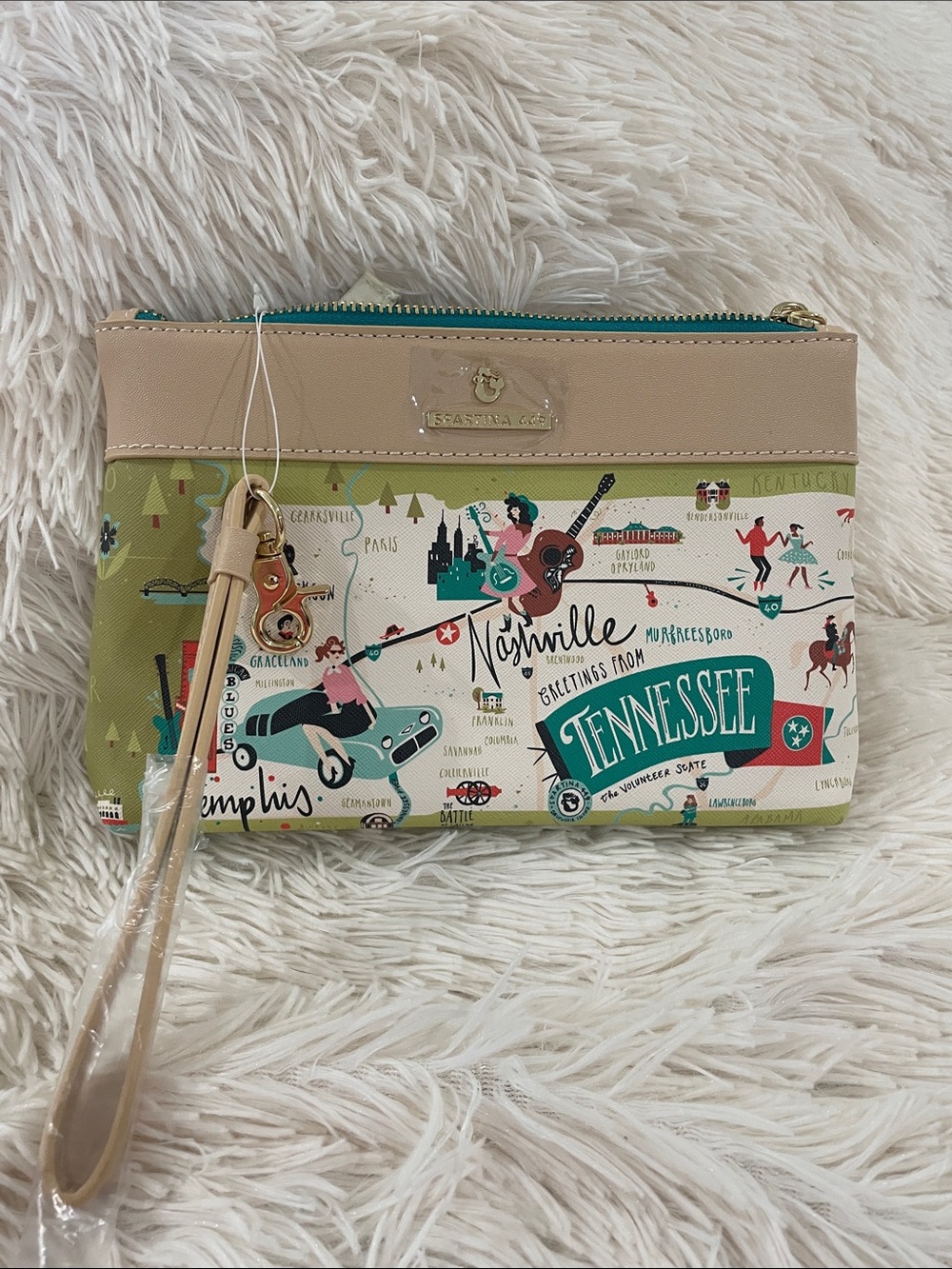 Spartina Tennessee Print Wristlet Pouch - Beige & Green